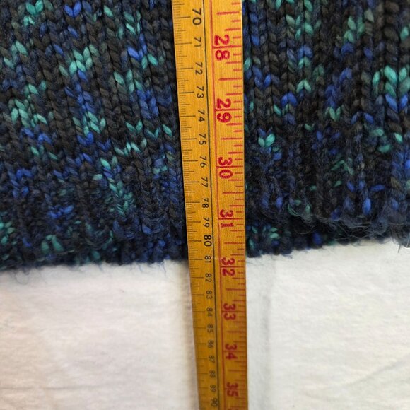 FDJ Sleeveless Knit Cardigan Toggle Closure Donegal Blue Hooded Sweater XS/M - Picture 10 of 11